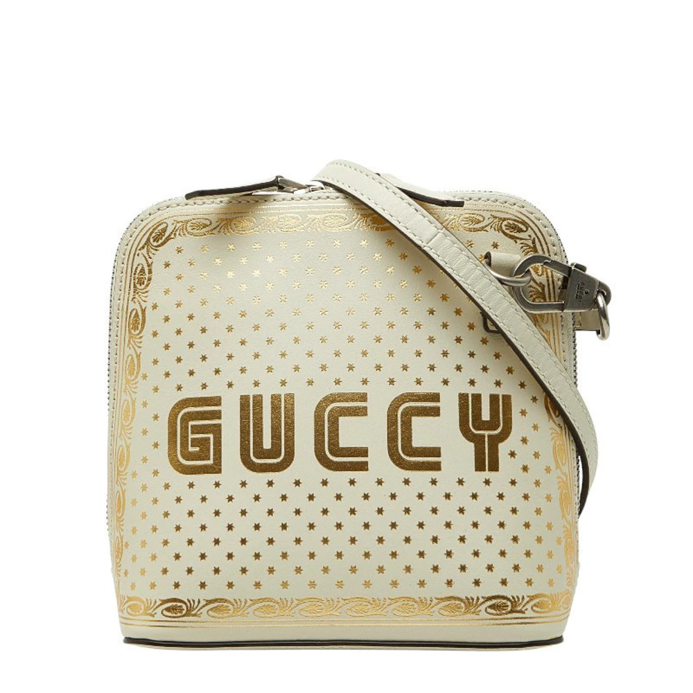 Gucci x SEGA GUCCY Crossbody Bag Off White Gold Leather